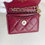 Chanel Mini Wallet on Chain Burgundy Lambskin with Light Gold Hardware #ROUS-1 - Image 15