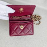 Chanel Mini Wallet on Chain Burgundy Lambskin with Light Gold Hardware #ROUS-1 - Image 13