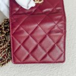 Chanel Mini Wallet on Chain Burgundy Lambskin with Light Gold Hardware #ROUS-1 - Image 4