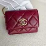 Chanel Mini Wallet on Chain Burgundy Lambskin with Light Gold Hardware #ROUS-1 - Image 3