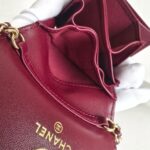 Chanel Mini Wallet on Chain Burgundy Lambskin with Light Gold Hardware #ROUS-1 - Image 17