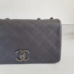 Chanel New Chic Flap Shoulder Bag Grey Calfskin with Antique Silver Hardware #RERC-5 - Image 4