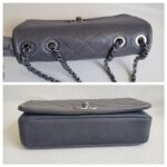 Chanel New Chic Flap Shoulder Bag Grey Calfskin with Antique Silver Hardware #RERC-5 - Image 13