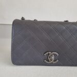 Chanel New Chic Flap Shoulder Bag Grey Calfskin with Antique Silver Hardware #RERC-5 - Image 3