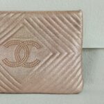 Chanel O'Case Clutch Metallic Gold Leather with Silver Hardware #ROER-9 - Image 4