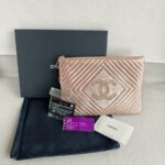 Chanel O'Case Clutch Metallic Gold Leather with Silver Hardware #ROER-9 - Image 2