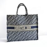 Christian Dior Book Tote Large Blue Canvas with Leather and Gold Hardware #ROUS-3