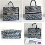 Christian Dior Book Tote Large Blue Canvas with Leather and Gold Hardware #ROUS-3 - Image 2