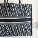 Christian Dior Book Tote Large Blue Canvas with Leather and Gold Hardware #ROUS-3 - Image 6