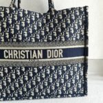 Christian Dior Book Tote Large Blue Canvas with Leather and Gold Hardware #ROUS-3 - Image 4