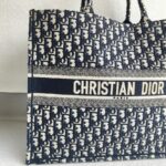 Christian Dior Book Tote Large Blue Canvas with Leather and Gold Hardware #ROUS-3 - Image 3