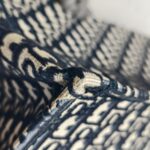 Christian Dior Book Tote Large Blue Canvas with Leather and Gold Hardware #ROUS-3 - Image 12