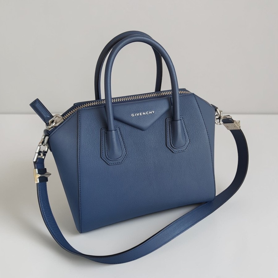 Givenchy Antigona Midnight Blue Goatskin with Silver Hardware #RYRK-1