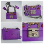 Gucci Padlock Bag Small Purple Smooth Leather Embroidered Tiger and Strawberry with Antique Silver Hardware #RUTT-1 - Image 2