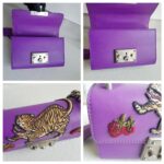 Gucci Padlock Bag Small Purple Smooth Leather Embroidered Tiger and Strawberry with Antique Silver Hardware #RUTT-1 - Image 21