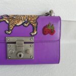 Gucci Padlock Bag Small Purple Smooth Leather Embroidered Tiger and Strawberry with Antique Silver Hardware #RUTT-1 - Image 4