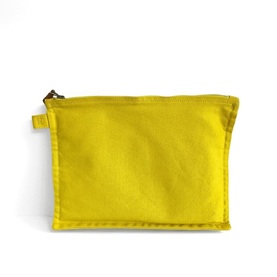 Hermes Bora Bora Pouch Yellow Canvas with Palladium Hardware #RTRE-17