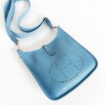 Hermes Evelyne III 29cm Blue Jean Clemence Leather with Palladium Plated Hardware #RUUS-11