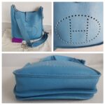 Hermes Evelyne III 29cm Blue Jean Clemence Leather with Palladium Plated Hardware #RUUS-11 - Image 2