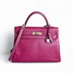 Hermes Kelly 32CM Tosca Pink Epsom Leather With Palladium Hardware Bag #RTTE-1