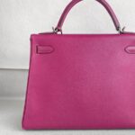 Hermes Kelly 32CM Tosca Pink Epsom Leather With Palladium Hardware Bag #RTTE-1 - Image 5