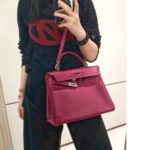 Hermes Kelly 32CM Tosca Pink Epsom Leather With Palladium Hardware Bag #RTTE-1 - Image 48