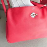 Hermes Lindy 30CM Rose Lipstick Evercolor Leather with Palladium-plated Hardware #RTEO-1 - Image 4