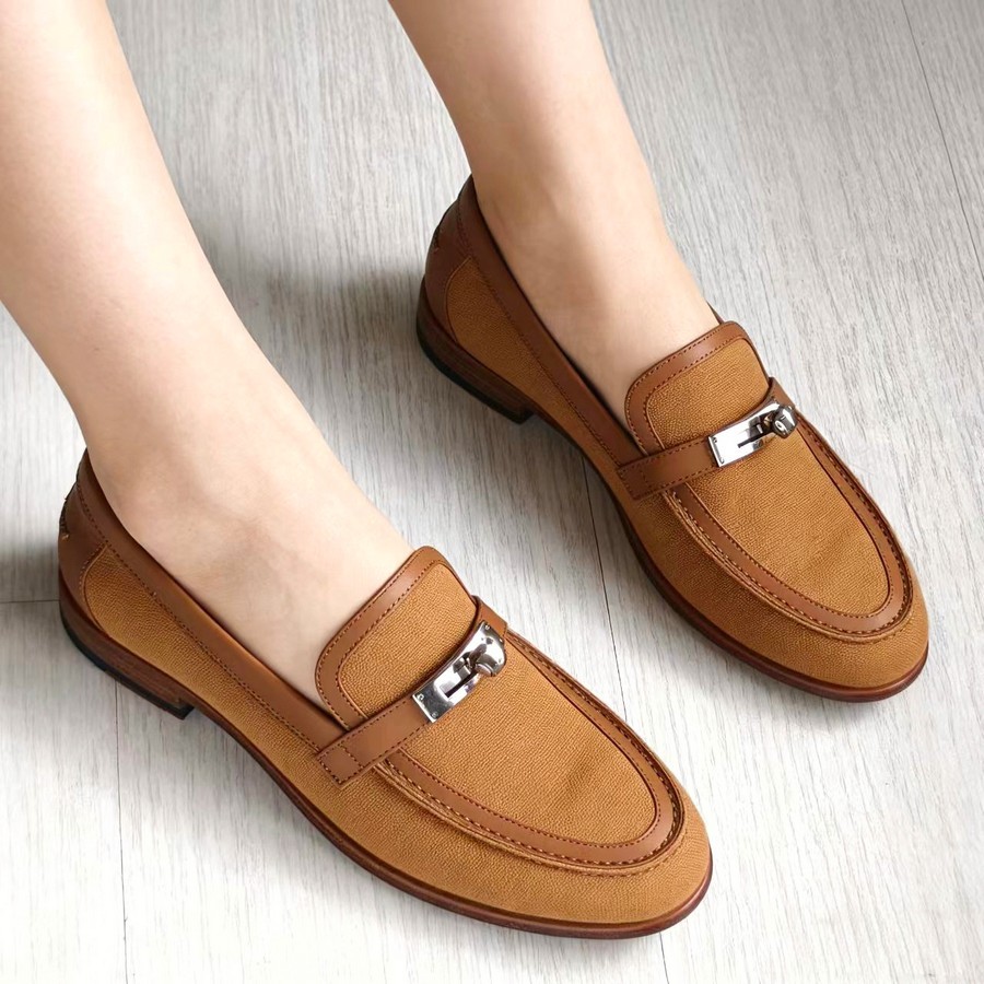 Hermes Mocassins Denstin Size 38 Palladium Hardware #ROUC-2