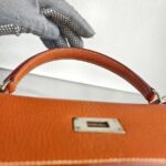 Hermes Sellier Kelly 32cm Brown-Gold Cherve Coromandel (Goatskin ) Leather With Palladium Hardware Bag #ROUY-1 - Image 18