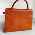 Hermes Sellier Kelly 32cm Brown-Gold Cherve Coromandel (Goatskin ) Leather With Palladium Hardware Bag #ROUY-1 - Image 5