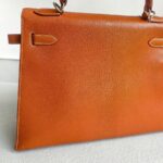 Hermes Sellier Kelly 32cm Brown-Gold Cherve Coromandel (Goatskin ) Leather With Palladium Hardware Bag #ROUY-1 - Image 6