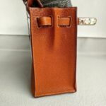 Hermes Sellier Kelly 32cm Brown-Gold Cherve Coromandel (Goatskin ) Leather With Palladium Hardware Bag #ROUY-1 - Image 8