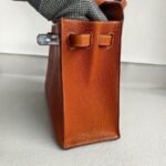 Hermes Sellier Kelly 32cm Brown-Gold Cherve Coromandel (Goatskin ) Leather With Palladium Hardware Bag #ROUY-1 - Image 9
