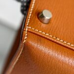 Hermes Sellier Kelly 32cm Brown-Gold Cherve Coromandel (Goatskin ) Leather With Palladium Hardware Bag #ROUY-1 - Image 12