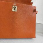 Hermes Sellier Kelly 32cm Brown-Gold Cherve Coromandel (Goatskin ) Leather With Palladium Hardware Bag #ROUY-1 - Image 4