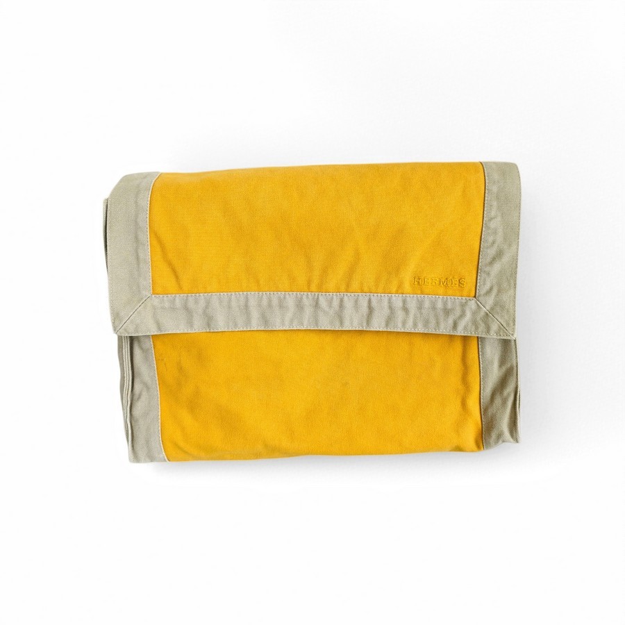 Hermes Tapidcell Pouch Yellow Canvas Bag #RTRE-18
