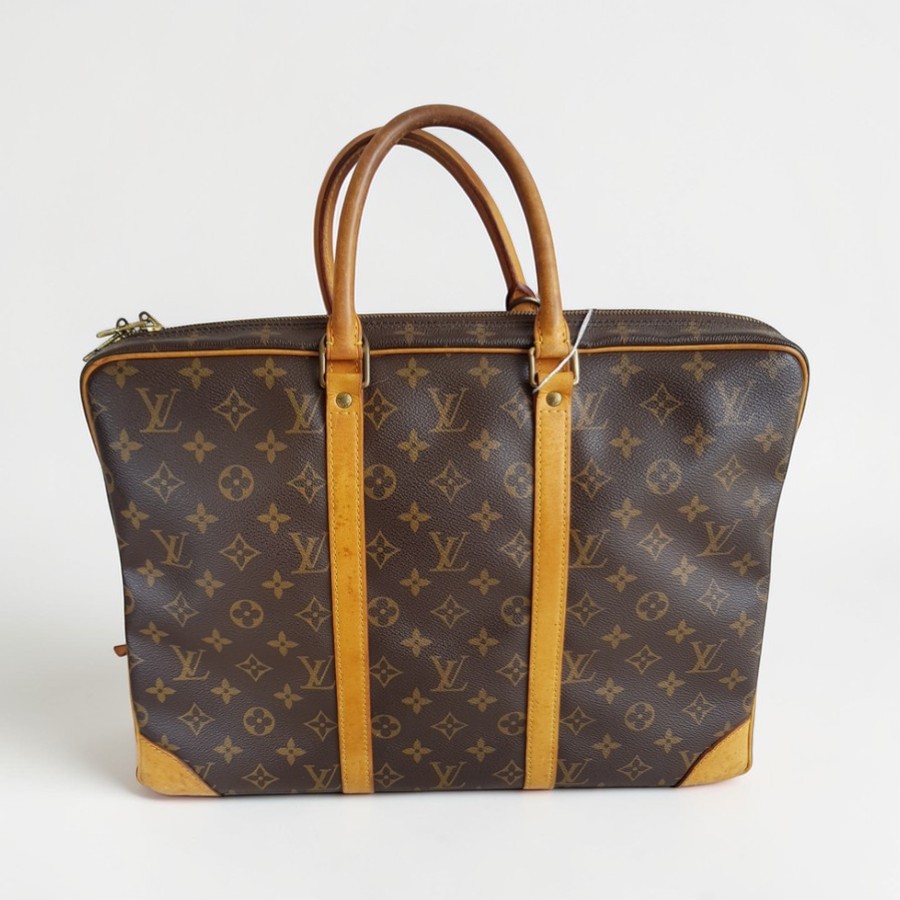 LV Document Bag Brown Monogram Coated Canvas with Leather and Gold Hardware #RTUO-2