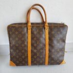 LV Document Bag Brown Monogram Coated Canvas with Leather and Gold Hardware #RTUO-2 - Image 4