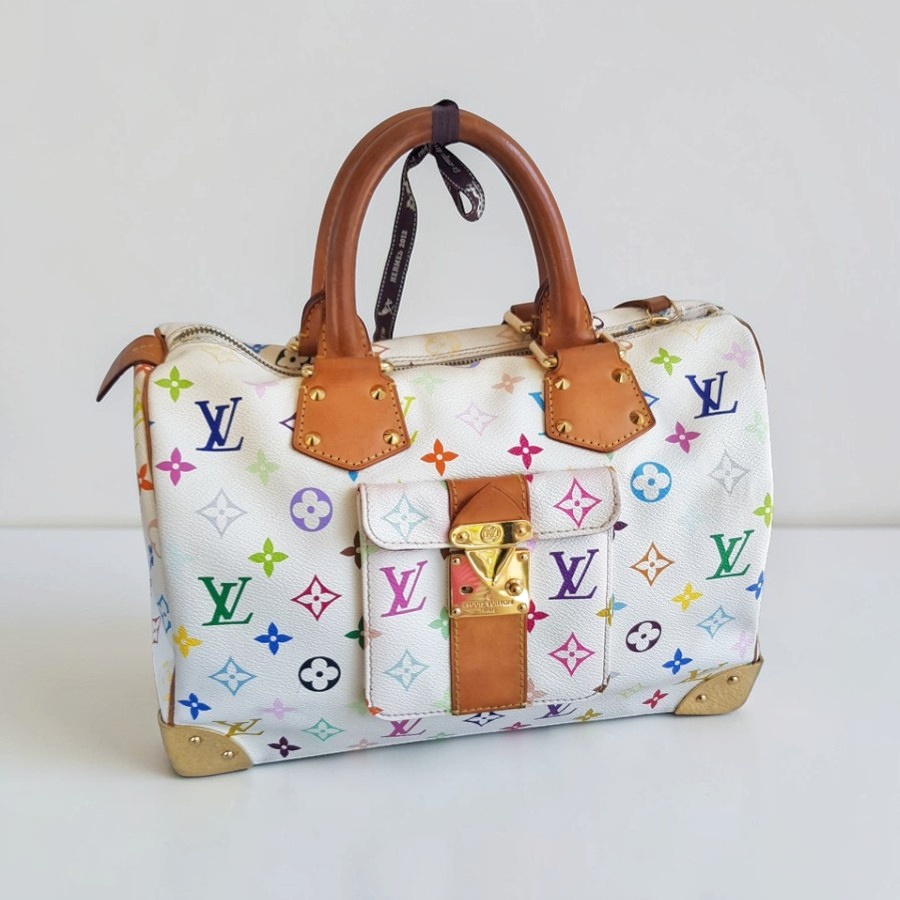 LV Vintage Speedy Multicolor Monogram Coated Canvas with Leather and Gold Hardware #RSRR-1