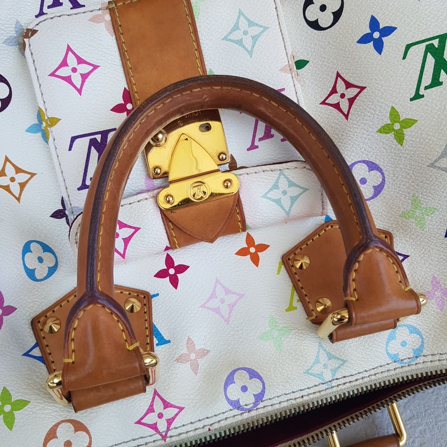 LV Vintage Speedy Multicolor Monogram Coated Canvas with Leather and Gold Hardware #RSRR-1 - Image 22