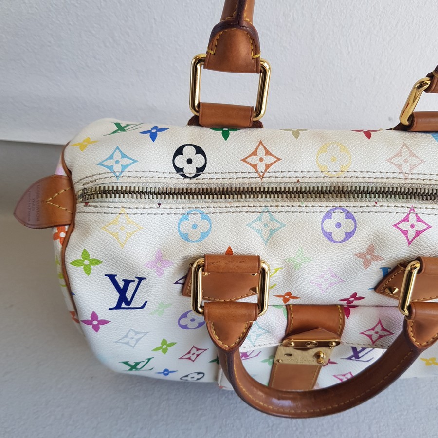 LV Vintage Speedy Multicolor Monogram Coated Canvas with Leather and Gold Hardware #RSRR-1 - Image 10