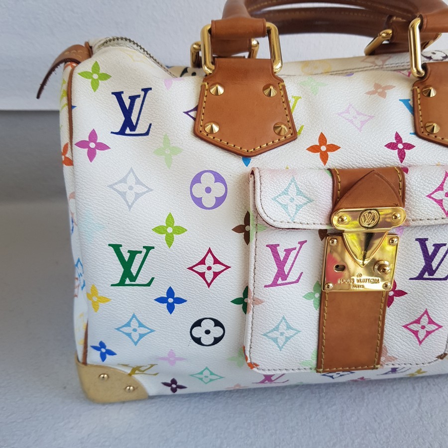 LV Vintage Speedy Multicolor Monogram Coated Canvas with Leather and Gold Hardware #RSRR-1 - Image 3