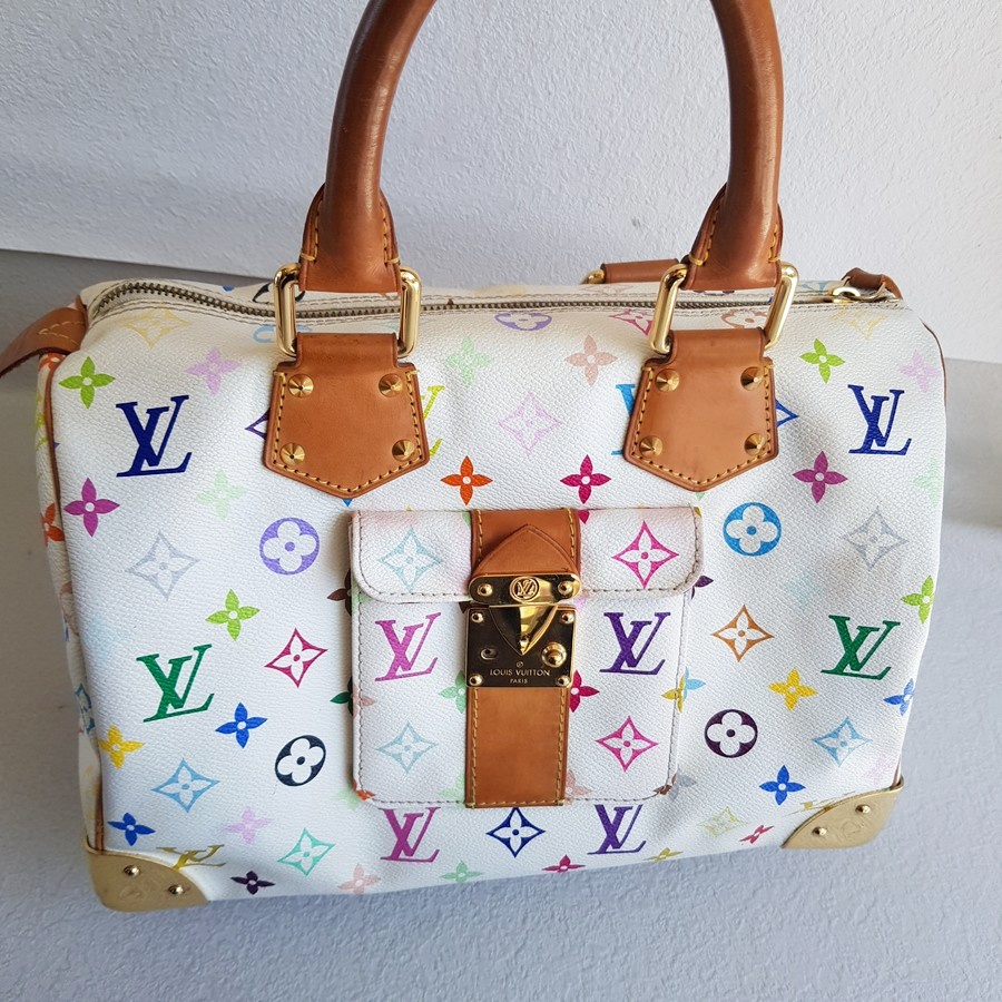 LV Vintage Speedy Multicolor Monogram Coated Canvas with Leather and Gold Hardware #RSRR-1 - Image 19