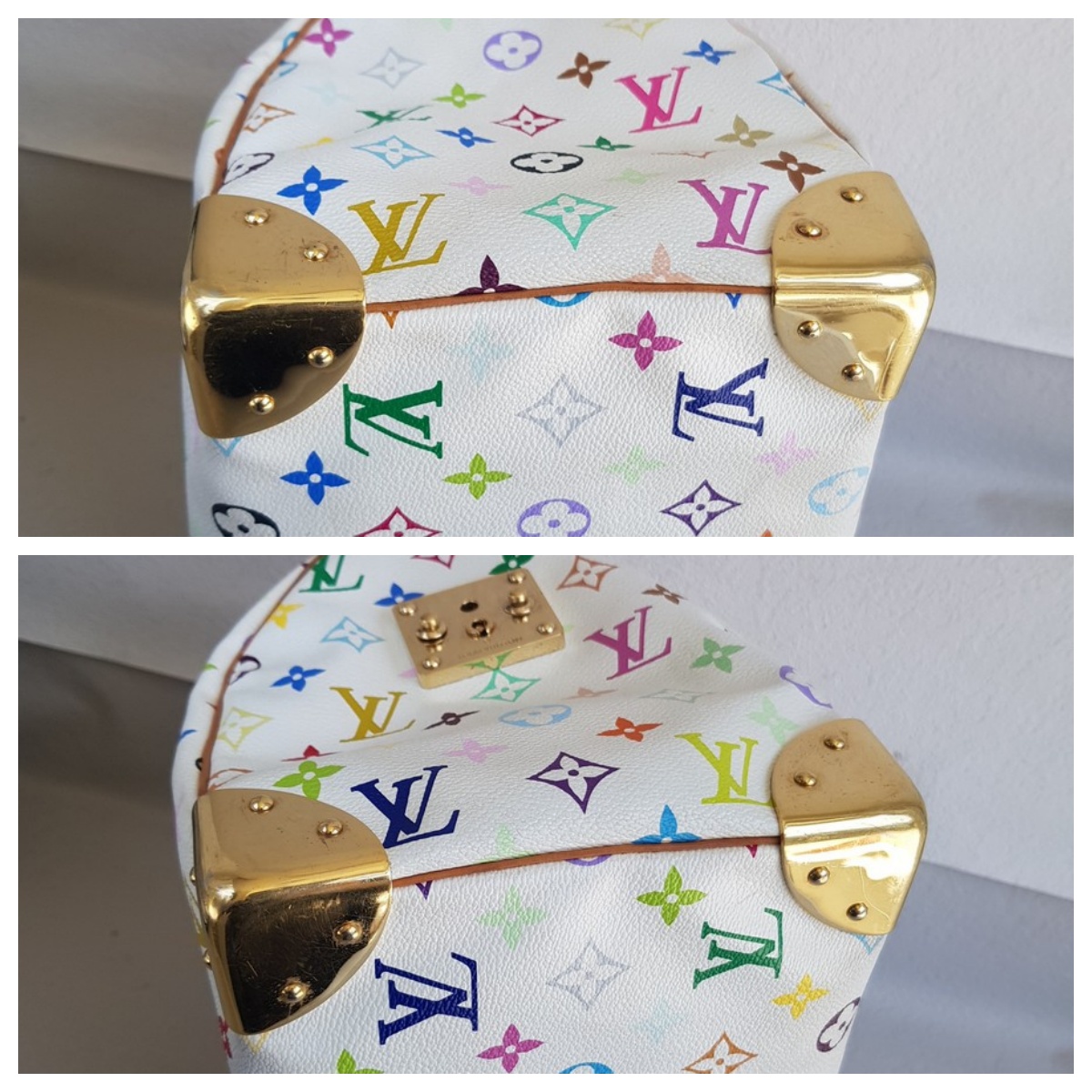 LV Vintage Speedy Multicolor Monogram Coated Canvas with Leather and Gold Hardware #RSRR-1 - Image 16