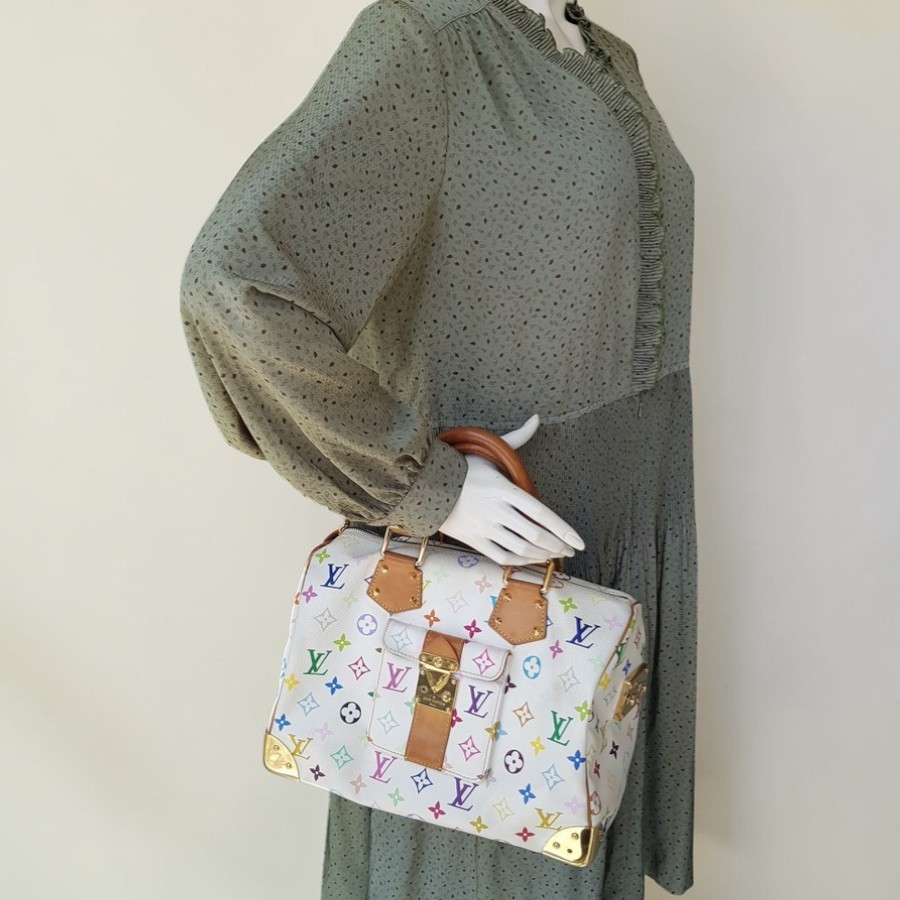 LV Vintage Speedy Multicolor Monogram Coated Canvas with Leather and Gold Hardware #RSRR-1 - Image 28