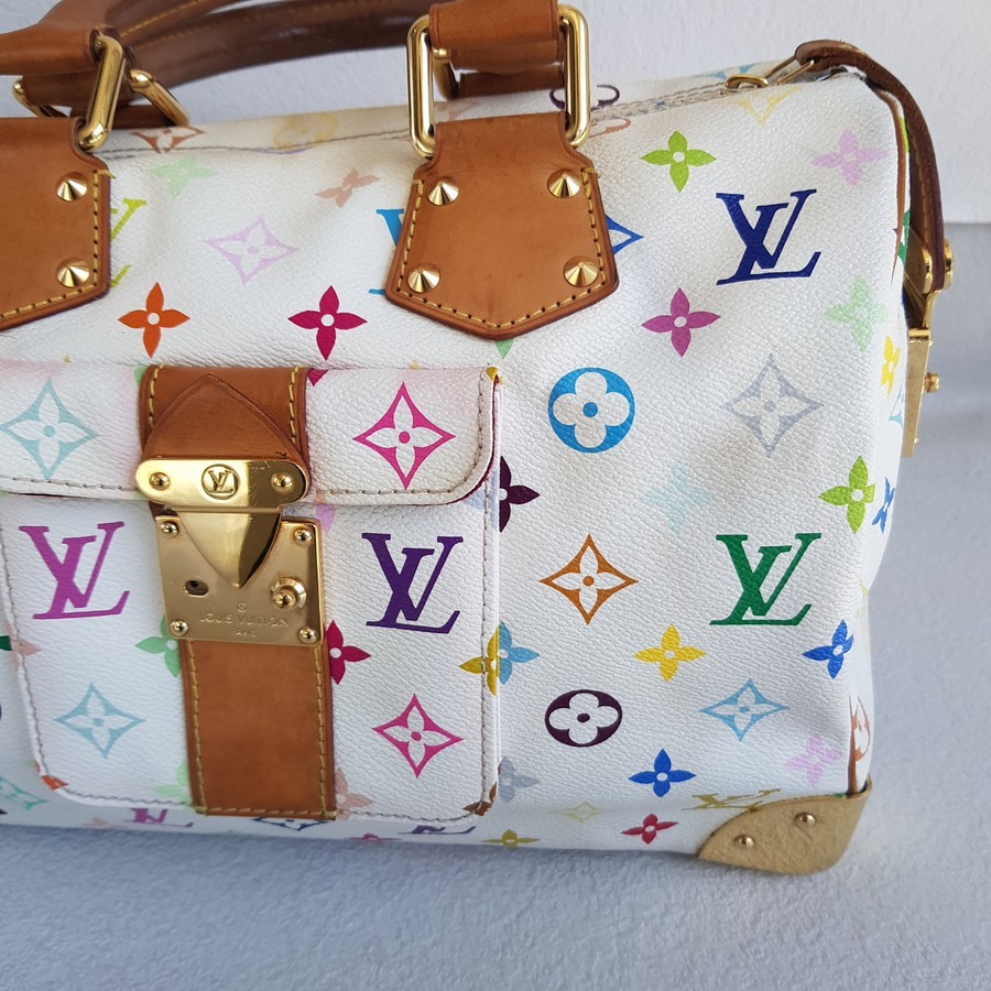 LV Vintage Speedy Multicolor Monogram Coated Canvas with Leather and Gold Hardware #RSRR-1 - Image 4