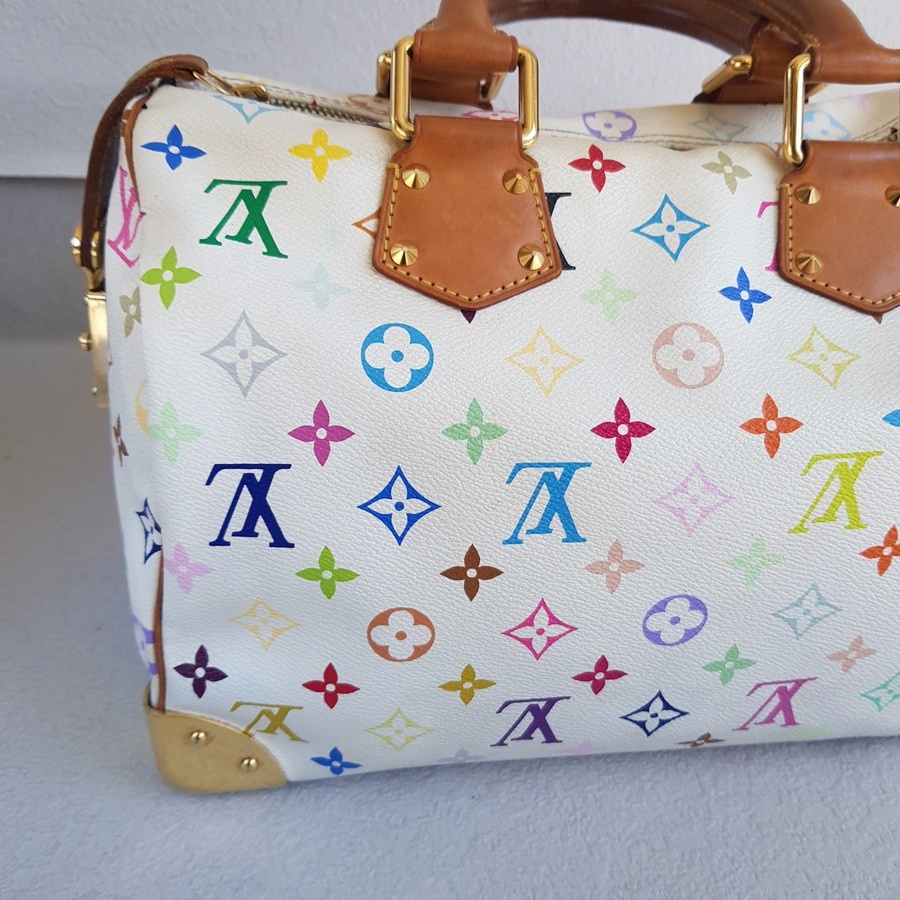 LV Vintage Speedy Multicolor Monogram Coated Canvas with Leather and Gold Hardware #RSRR-1 - Image 5