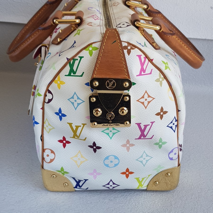 LV Vintage Speedy Multicolor Monogram Coated Canvas with Leather and Gold Hardware #RSRR-1 - Image 8