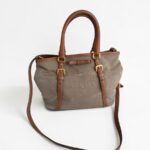 Prada 2Way Bag Brown Canvas with Leather and Gold Hardware #RYTL-3