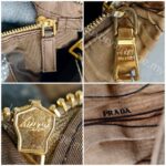 Prada BP0237 Clutch Brown Nylon with Gold Hardware #ROER-8 - Image 14
